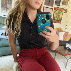 Black Short-Sleeved Button Down Shirt